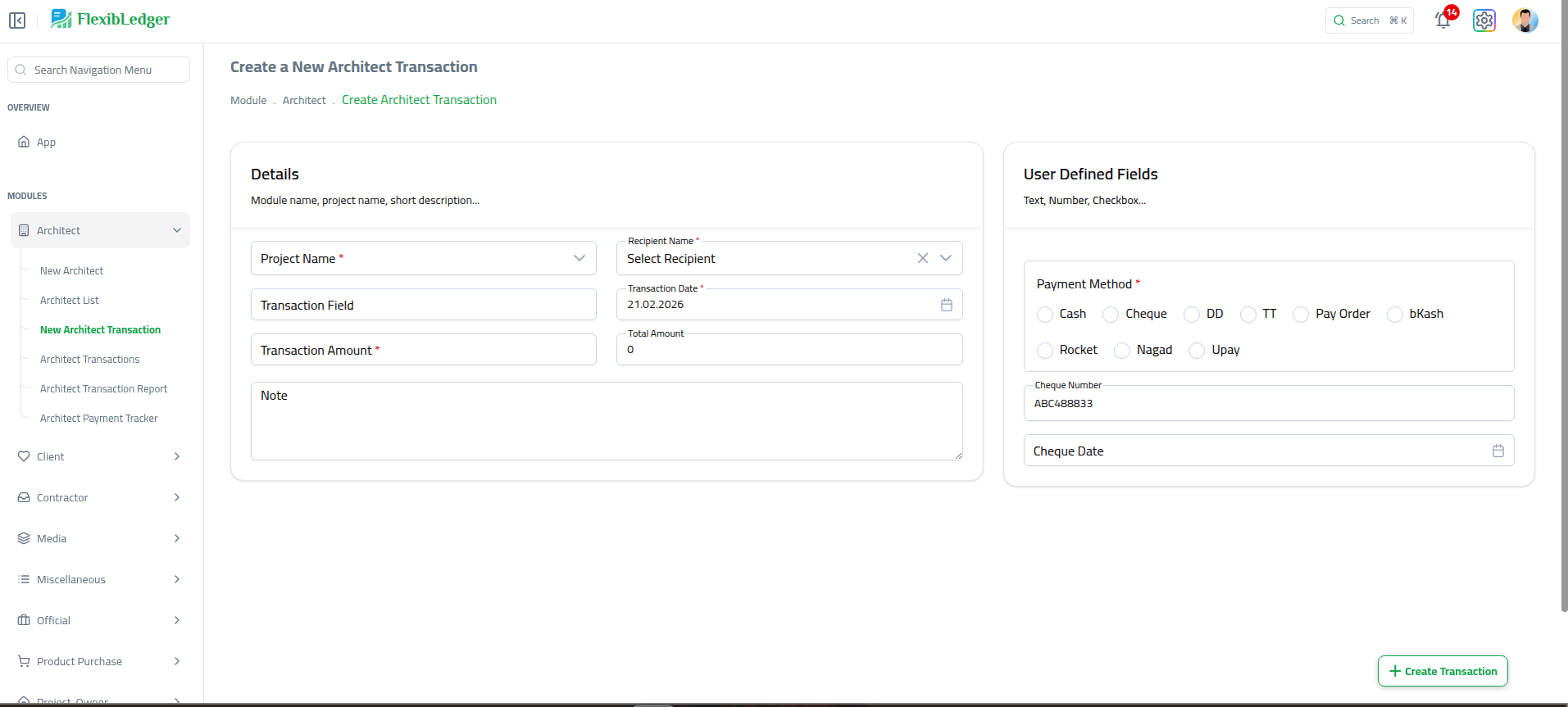 FlexibLedger Settings
